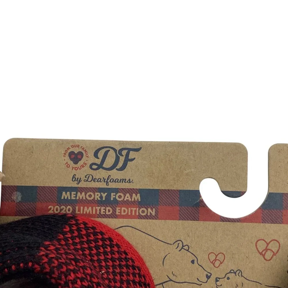 Dearfoams Baby Bear Slippers 9-12 Months Memory Foam Red‎ & Black NEW Holiday